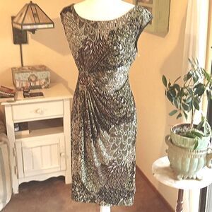 Connected Feather and Peacock Soft Knit Dress. Career, Professional, Boho